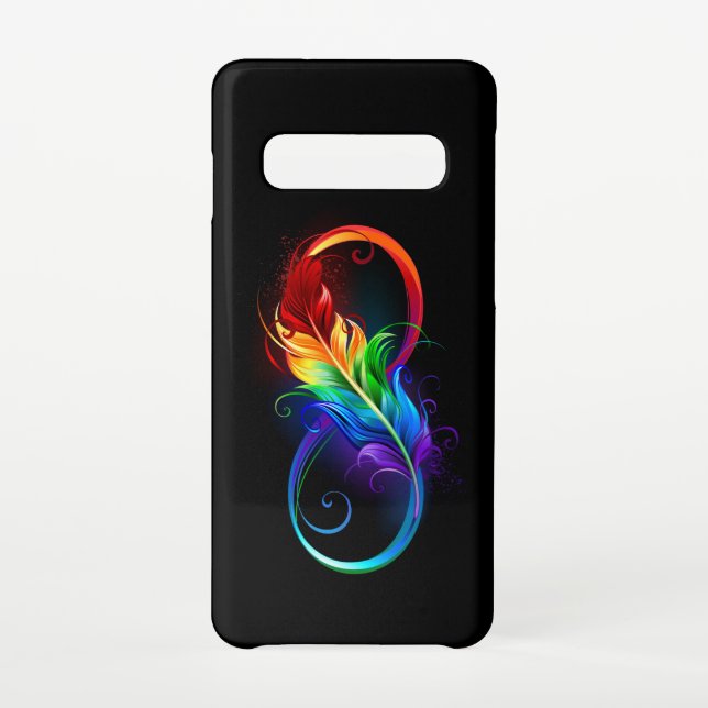 Funda Para Samsung Galaxy Símbolo infinito con plumas arcoiris (Reverso)