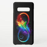 Funda Para Samsung Galaxy S10  Símbolo infinito con plumas arcoiris<br><div class="desc">Símbolo de infinito dibujado artísticamente con una hermosa pluma arco iris sobre fondo blanco. Estilo tatuaje.</div>