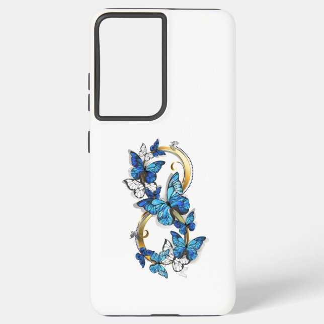 Funda Para Samsung Galaxy Símbolo infinito de mariposas Morpho azules (Reverso )