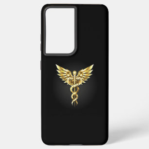 Funda Para Samsung Galaxy S21 Ultra Símbolo poligonal de oro Caduceus