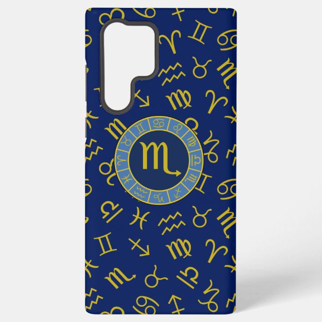 Funda Para Samsung Galaxy Símbolos Escorpio Zodiaco+Astrología Patrón Gld+Bl (Reverso )