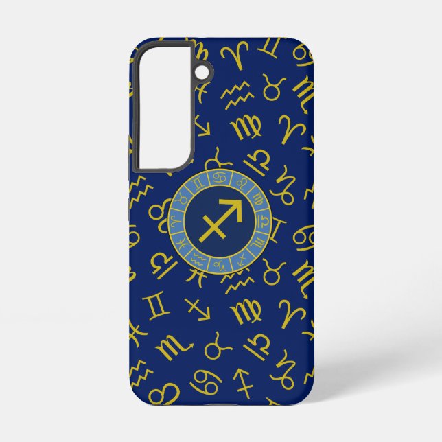Funda Para Samsung Galaxy Símbolos Zodiaco + Astrología Ptn Gld+Blues (Reverso )
