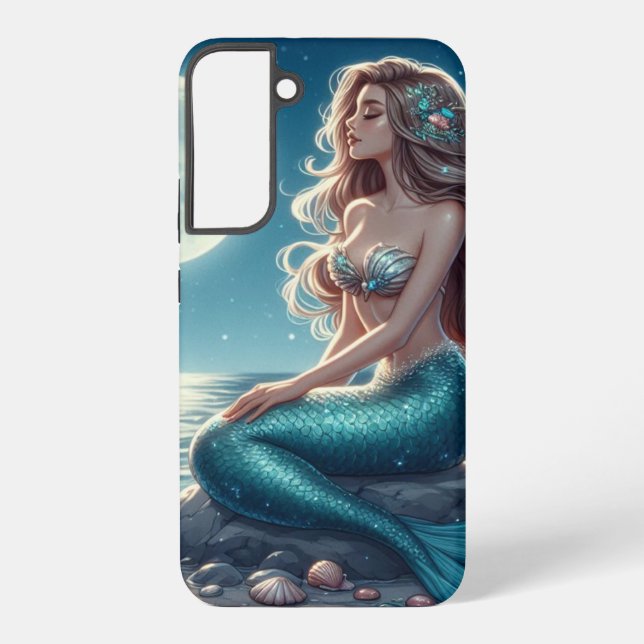 Funda Para Samsung Galaxy Sirenita en la playa por la noche (Reverso )