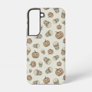 Funda Para Samsung Galaxy S22 Skulls y calabazas Patrón Halloween