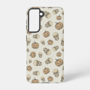 Funda Para Samsung Galaxy S21 Skulls y calabazas Patrón Halloween