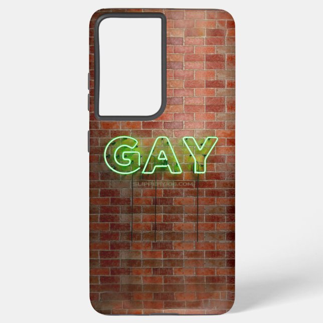 Funda Para Samsung Galaxy SlipperyJoe signo de neón gay brillante vivo (Reverso )