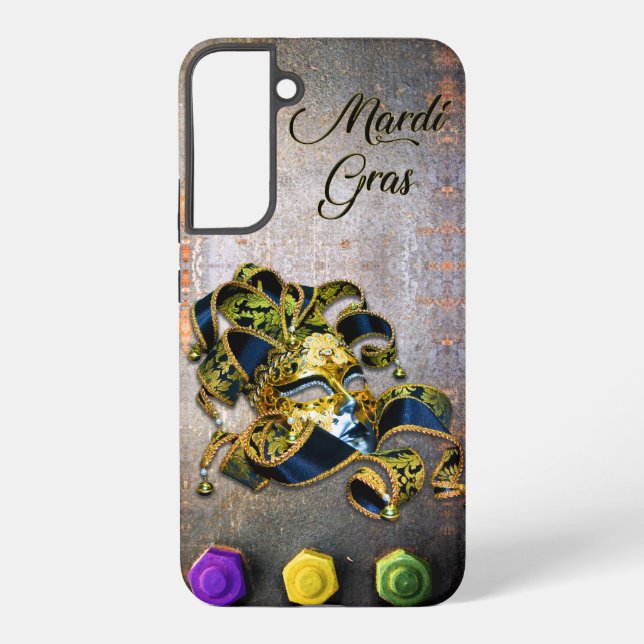 Funda Para Samsung Galaxy SlipperyJoe's Mardi Gras Mask púrpura oro verde bl (Reverso )
