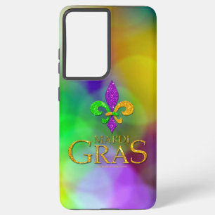 Funda Para Samsung Galaxy S21 Ultra SlipperyJoe's Mardi Gras púrpura dorado verde flor
