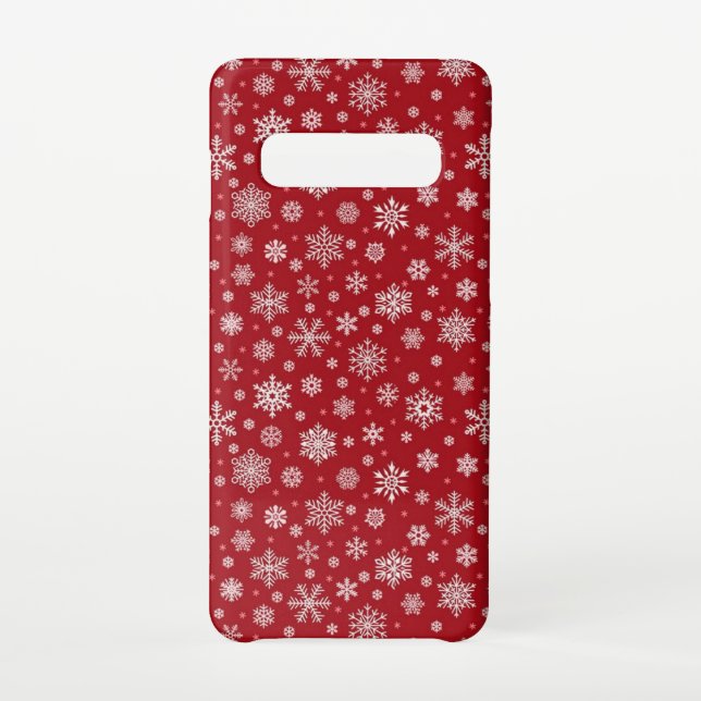 Funda Para Samsung Galaxy Snowflakes Red Case (Reverso)