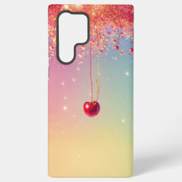 Funda Para Samsung Galaxy S22 Ultra Sparkling Heart & Cherry Romantic Phone Case