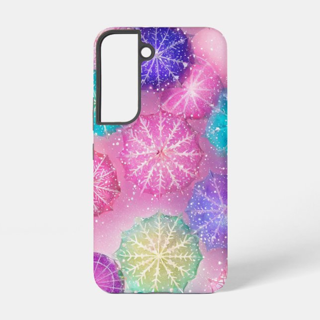 Funda Para Samsung Galaxy Sparkling Pastel Snowflake (Reverso )
