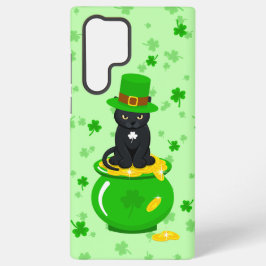 Funda Para Samsung Galaxy S22 Ultra St. Patrick's Day Shamrock Pot of Gold Black Cat