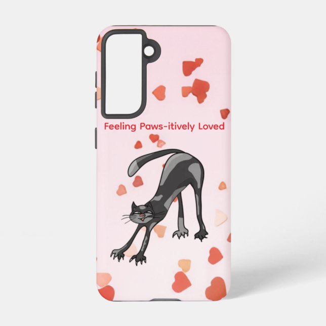 Funda Para Samsung Galaxy Stretching Cat Galaxy Case – Paws-itively Loved (Reverso )