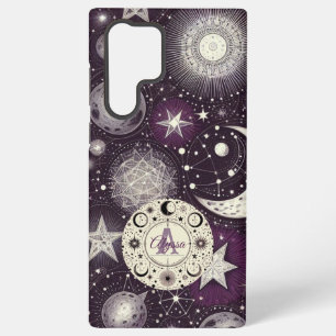 Funda Para Samsung Galaxy S22 Ultra Sueños celestes morados y blancos: Luna y estrella