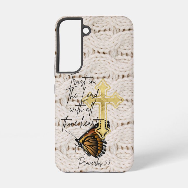 Funda Para Samsung Galaxy Suéter Tocado de Dios Marrón Mariposa Cruz  (Reverso )