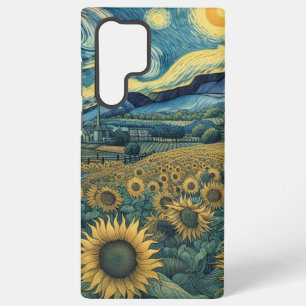 Funda Para Samsung Galaxy S22 Ultra Sunflower Meadow in the Starry Night