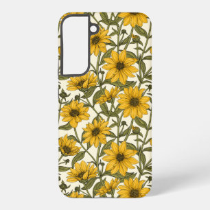 Funda Para Samsung Galaxy S22+ Sunroot, girasol salvaje en blanco roto