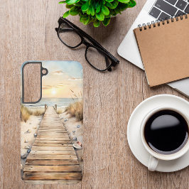 Funda Para Samsung Galaxy S22+ Sunset Beach Boardwalk Watercolor