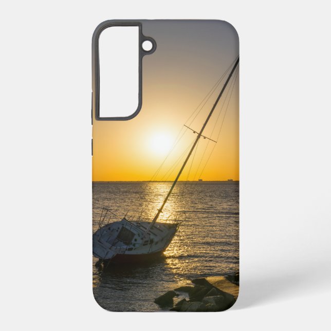 Funda Para Samsung Galaxy Sunset Sailboat Shipwrech Gulf Breeze FL (Reverso )