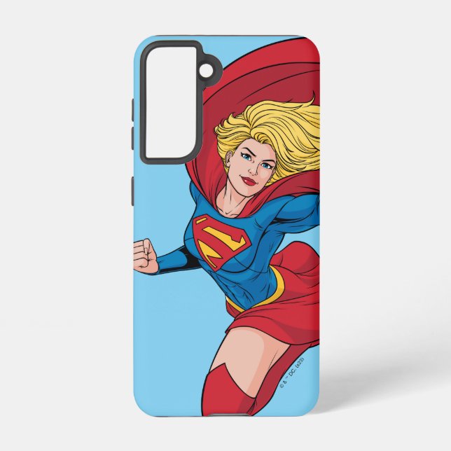 Funda Para Samsung Galaxy Supergirl Volando hacia arriba Ilustracion (Reverso )