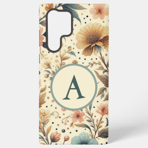 Funda Para Samsung Galaxy S22 Ultra Surtido de Flores Vintage: Inicial Personalizada