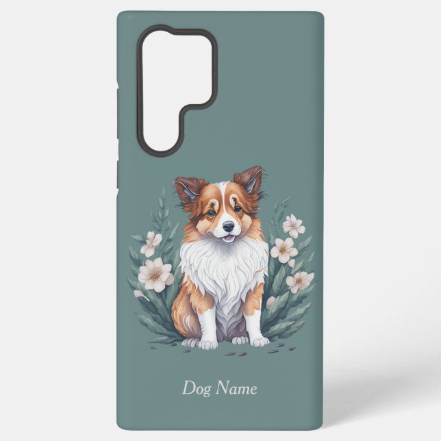 Funda Para Samsung Galaxy Süßer Collie umringt von Blumen -  (Reverso )