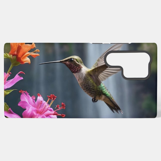 Funda Para Samsung Galaxy "Susurros de la naturaleza: Colibrí, cascada, (Reverso Horizontal)