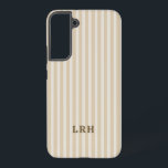 Funda Para Samsung Galaxy S22  Tan Stripe Vintage Design Tiny Initials Monogram<br><div class="desc">This cream and tan striped phone case is all about effortless neutral style. The soft contrast gives it a warm, minimal look that feels elevated without trying too hard. Finished with a classic monogram, this design leans timeless instead of trendy and works with literally everything. Made for those who love...</div>