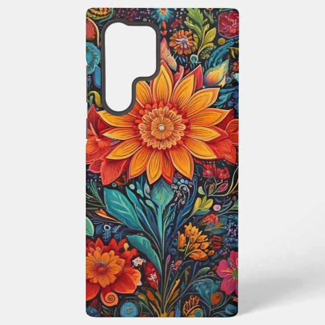 Funda Para Samsung Galaxy Tapa de flores (Reverso )