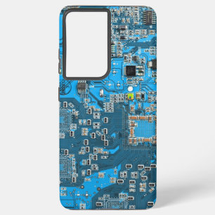 Funda Para Samsung Galaxy S21+ Tarjeta azul de circuito geek de la computadora