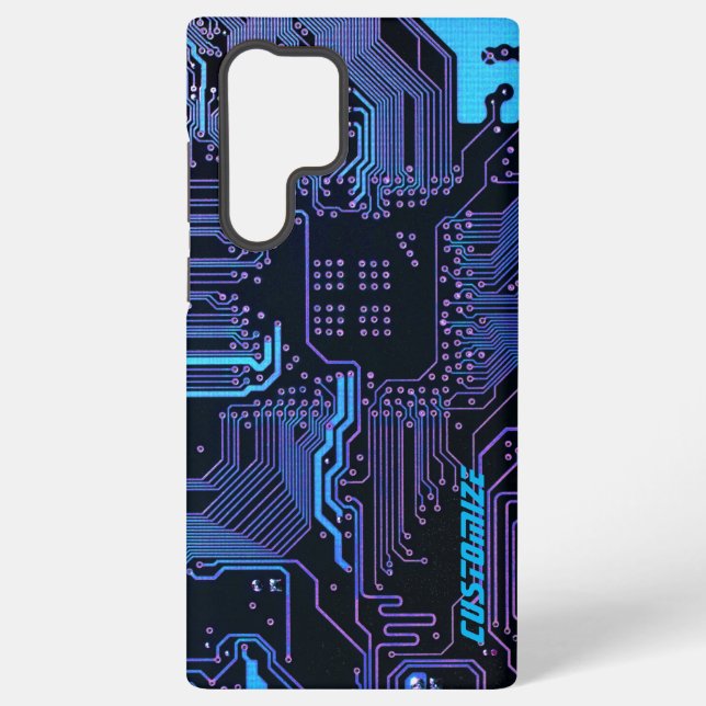 Funda Para Samsung Galaxy Tarjeta de circuito electrónico azul del Personali (Reverso )