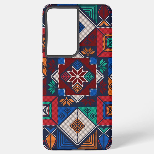 Funda Para Samsung Galaxy Tatuaje de bordado tradicional palestino colorido (Reverso )