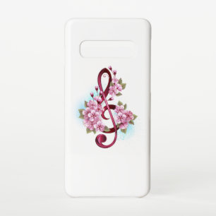 Funda Para Samsung Galaxy S10 Tejidos musicales notas de colores con flores de S