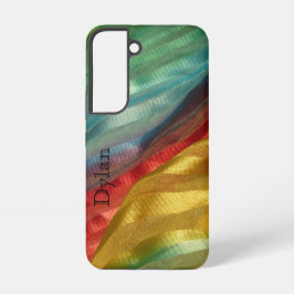 Funda Para Samsung Galaxy S22 Tela de seda multicolor con foto y nombre