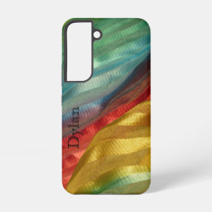 Funda Para Samsung Galaxy S22 Tela de seda multicolor con foto y nombre