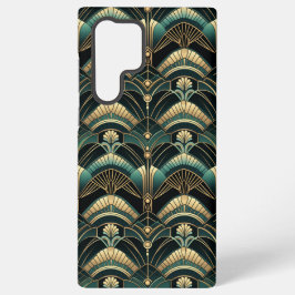 Funda Para Samsung Galaxy S22 Ultra Tema del Art Deco Esmeralda y Oro