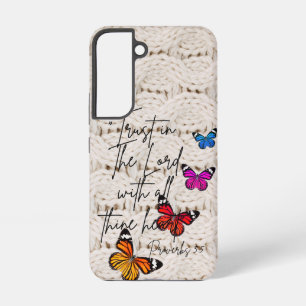Funda Para Samsung Galaxy S22 Tendencias Biblia Mariposas Arcoíris Tejidas en Bl