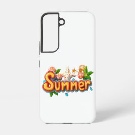 Funda Para Samsung Galaxy S22 Texto de verano colorido con elementos de playa