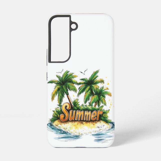 Funda Para Samsung Galaxy Texto de verano - Isla de verano tropical (Reverso )