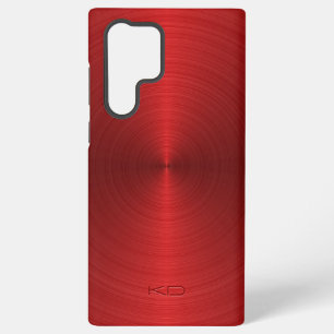 Funda Para Samsung Galaxy S22 Ultra Textura de acero inoxidable de color rojo metálico