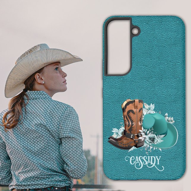 Funda Para Samsung Galaxy Textura de cuero cowgirl turquesa marrón (Subido por el creador)