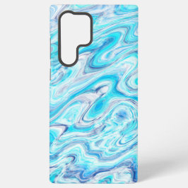 Funda Para Samsung Galaxy S22 Ultra Textura de mármol abstracto de color azul del océa