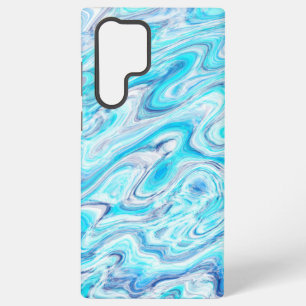 Funda Para Samsung Galaxy S22 Ultra Textura de mármol abstracto de color azul del océa