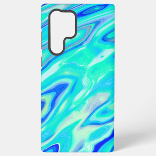 Funda Para Samsung Galaxy S22 Ultra Textura de mármol azul Aqua Resumen Patrón líquido