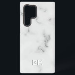 Funda Para Samsung Galaxy S22 Ultra Textura de mármol blanco de lujo<br><div class="desc">Imagen de una lujosa impresión de textura de mármol blanco con aspecto grabado en relieve de personalizable monograma. Diseño sencillo y minimalista.</div>