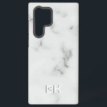 Funda Para Samsung Galaxy S22 Ultra Textura de mármol blanco de lujo<br><div class="desc">Imagen de una lujosa impresión de textura de mármol blanco con aspecto grabado en relieve de personalizable monograma. Diseño sencillo y minimalista.</div>