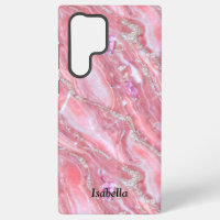 Textura De Mármol Rosa Faux Con Purpurina De Plata