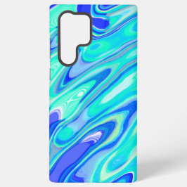 Funda Para Samsung Galaxy S22 Ultra Textura líquida de mármol azul turquesa abstracta