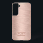 Funda Para Samsung Galaxy S22  Textura metálica de rosa-oro, monograma personaliz<br><div class="desc">Sencilla textura rosa-oro con monograma de personalizable.</div>