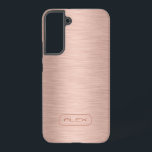 Funda Para Samsung Galaxy S22  Textura metálica de rosa-oro, monograma personaliz<br><div class="desc">Sencilla textura rosa-oro con monograma de personalizable.</div>